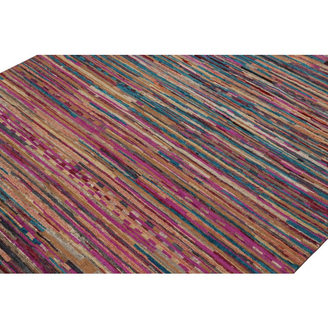 Rug & Kilim Rug & Kilim’s Contemporary Moroccan Style Rug in Multicolor Stripes For Sale - Image 4 of 7