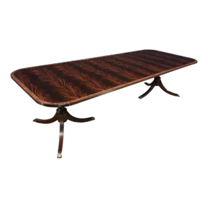 Banded Mahogany Georgian Style Dining Table by Leighton Hall Made-To-Order