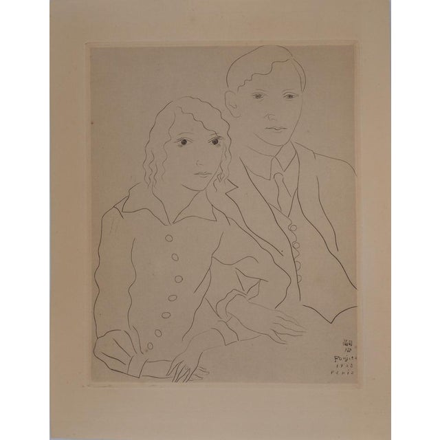 Léonard Foujita, The Bride and Groom, Original Etching, 1926 For Sale - Image 7 of 7