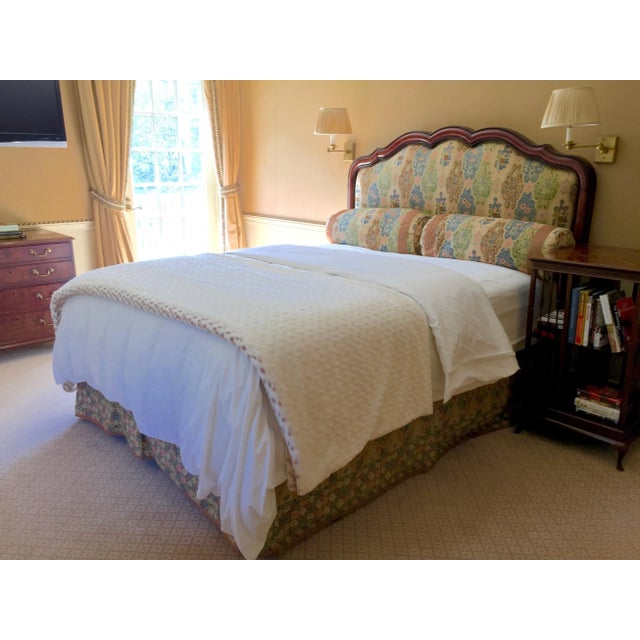 Queen size upholstered headboard and matching bolsters commissioned by the legendary interior designer, Nina Campbell....