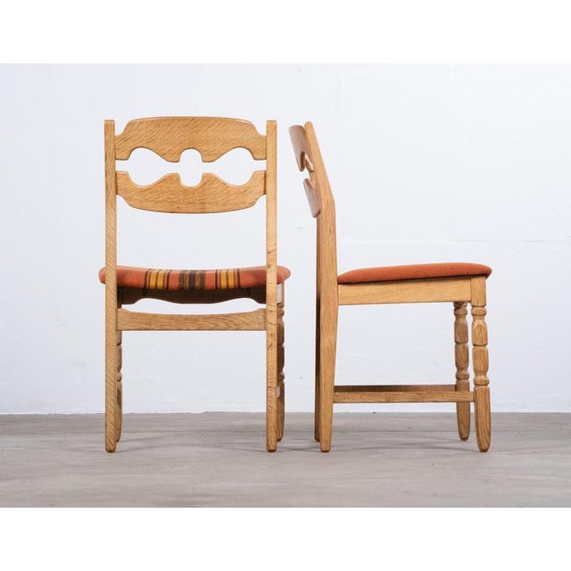 Vintage Razor Blade Oak Dining Chairs by Henning Kjærnulf, 1960s, Set of 6 For Sale - Image 4 of 10