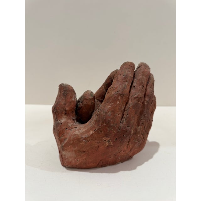 1960s Larry Mohr Terracotta Abstract Hand Sculpture Signed Estate Mid Century Modern For Sale In Atlanta - Image 6 of 9