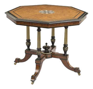 Burl Elm Inlaid Center Table