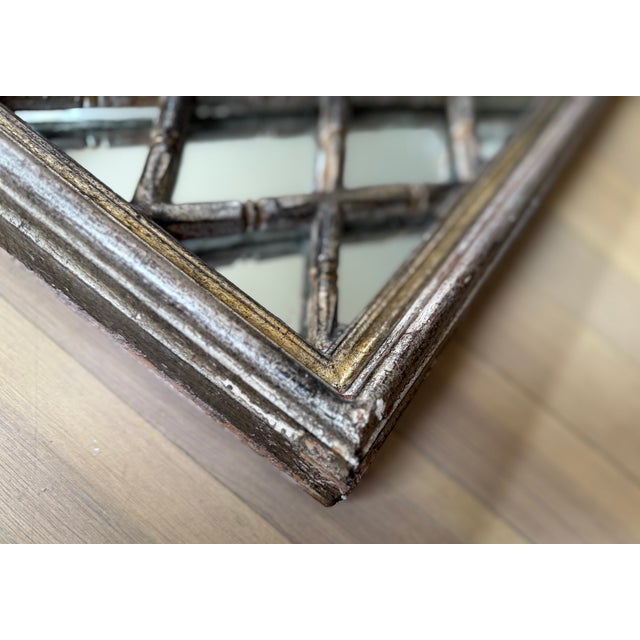 Palm Beach Regency Silver Gilt Fretwork Mirror For Sale - Image 9 of 12