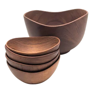 Mid 20th Century Danish Teak Wood Bowls Designed by Eric S. Angelo, Set of 5 Pieces