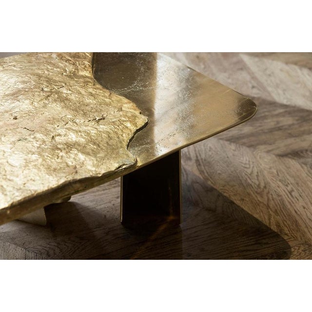 Contemporary Stoneage One of a Kind Sculptural Coffee Table in Brass and Marble by Alex Turco For Sale - Image 3 of 8