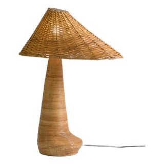 Chloe Rattan Table Lamp, Wicker Shade For Sale