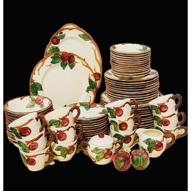 This is a complete set for 12 of Franciscan apple pattern made in California circa 1940s - 1950s It is stunning because it...
