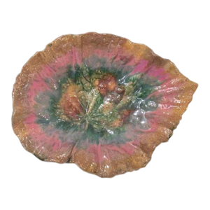 Antique Etruscan Majolica Leaf Bowl