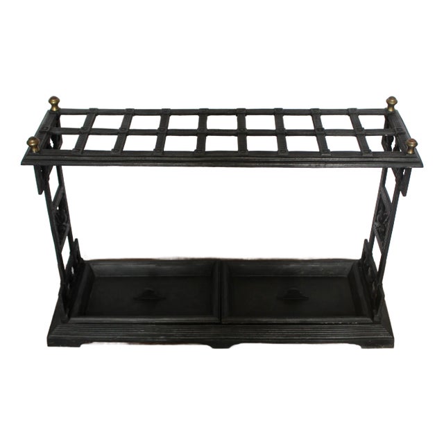 Late 19th Century English Arts & Crafts Cast Iron Stick & Umbrella Stand For Sale