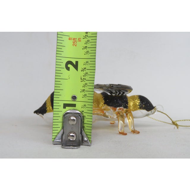 Robert Stanley Bumblebee Christmas Ornament Blown Glass With Glitter Top 4495b For Sale - Image 9 of 12