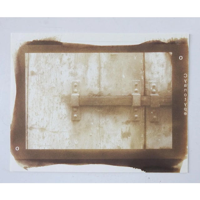 English Vintage Sepia Cyanotype Window Detail Old Building Photograph For Sale - Image 3 of 3