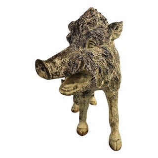 Mid-Century Modern Spanish Bronze Wild Boar Sculpture, 1950s For Sale
