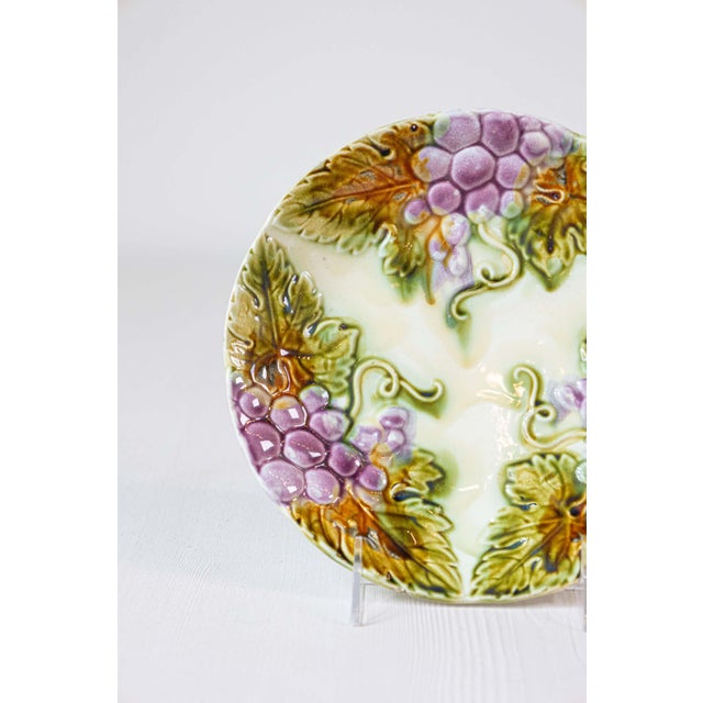 Cream French 19th Century Majolica Grape Plates with Their Leaves, Seven Available For Sale - Image 8 of 10