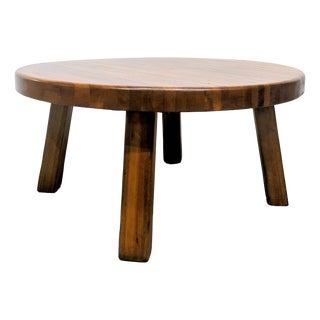 Large Brutalist Coffee Table in Teak, 1970s For Sale