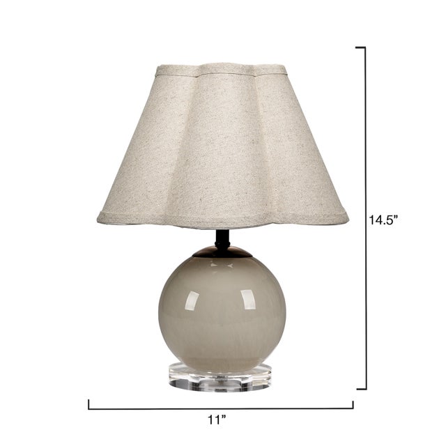 Coastal Jamie Young Dottie Blown Glass Table Lamp with Linen Shade, Taupe For Sale - Image 3 of 4