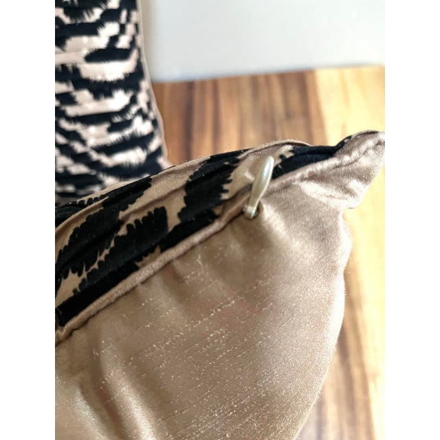 Pleated Zebra Design Beige and Black Pillows - a Pair For Sale - Image 4 of 6