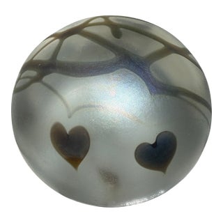 Art Iridescent Glass Paperweight Circa 1983 For Sale
