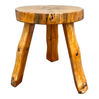 Rustic Modern Log Side Table For Sale
