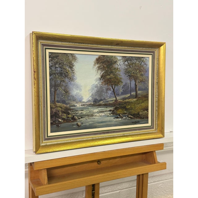 Oil Painting of Tree Lined River in a Forest in Ireland by Irish Artist 1980 Circa For Sale - Image 9 of 16