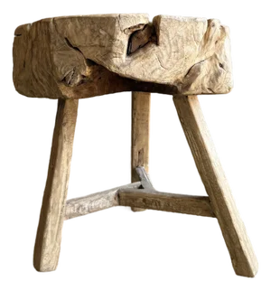 Vintage Elm Wood Chop Block Table