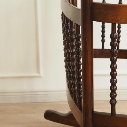 Historic Oak Cradle with Turned Rungs For Sale - Image 9 of 10