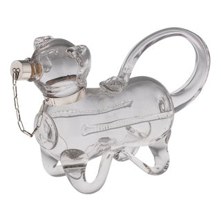 20th Century English Silver & Glass Novelty Claret Jug, 1916 For Sale