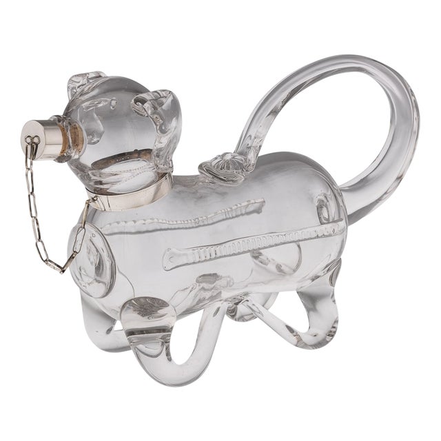 20th Century English Silver & Glass Novelty Claret Jug, 1916 For Sale