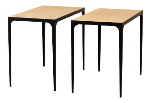 Esquisse' Grooved Ivory Travertine Side Tables by Design Frères - A Pair