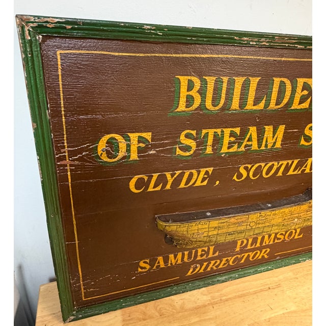 Victorian Clyde Shipbuilders Trade Sign with Annotated Steamship Hull Model For Sale - Image 16 of 17