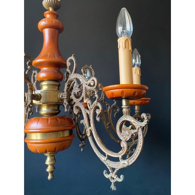 Large Wood Chandelier, 1960s For Sale - Image 10 of 11