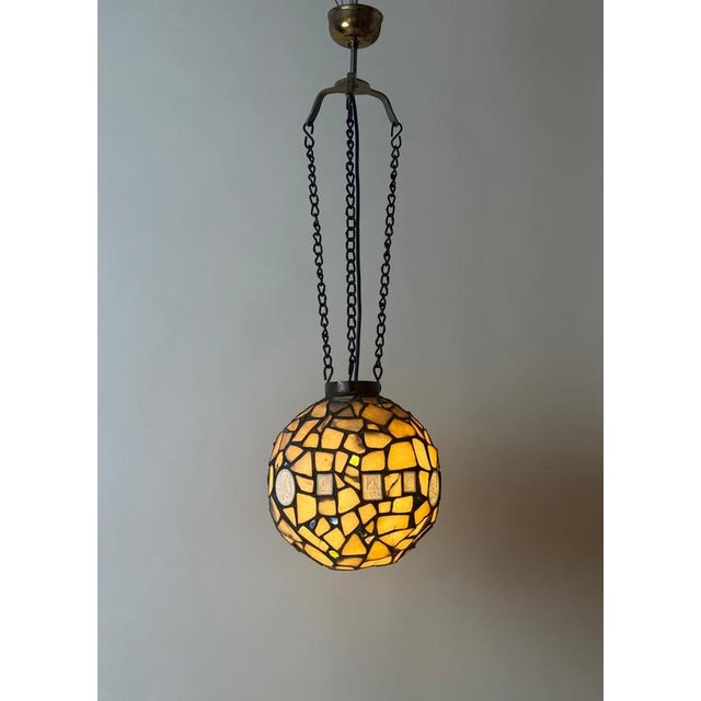 Blue Viennese Alabaster and Lithophane Mosaic Pendant, 1900 For Sale - Image 8 of 17