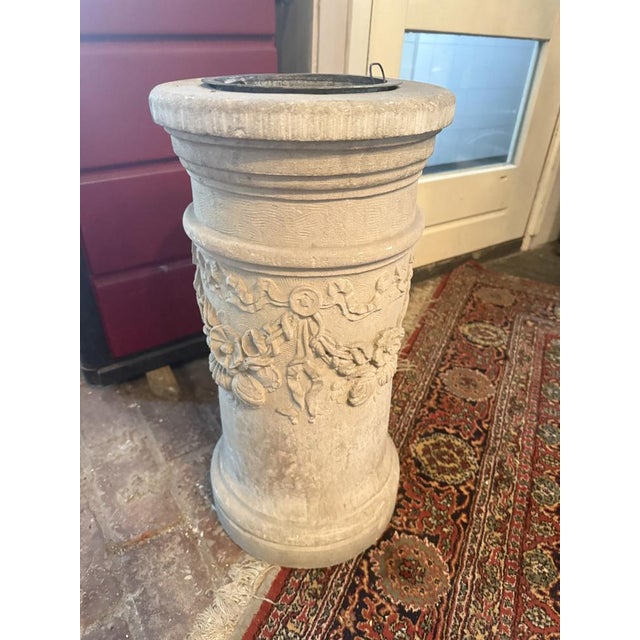 Antique Neoclassical Pedestal Planter with Original Zinc Insert, 1890s For Sale - Image 4 of 6