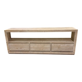 Weathered White Callum Low Media Console For Sale