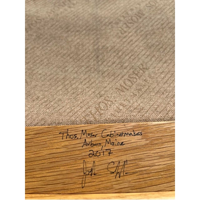 Signed Pair of Thos. Moser White Oak & Leather ‘Fahmida’ Lounge Chairs | Mid-Century Modern For Sale In Chicago - Image 6 of 7