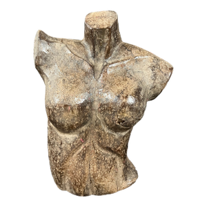 Late 20th Century Vintage Carved Solid Wood Female Torso Sculpture