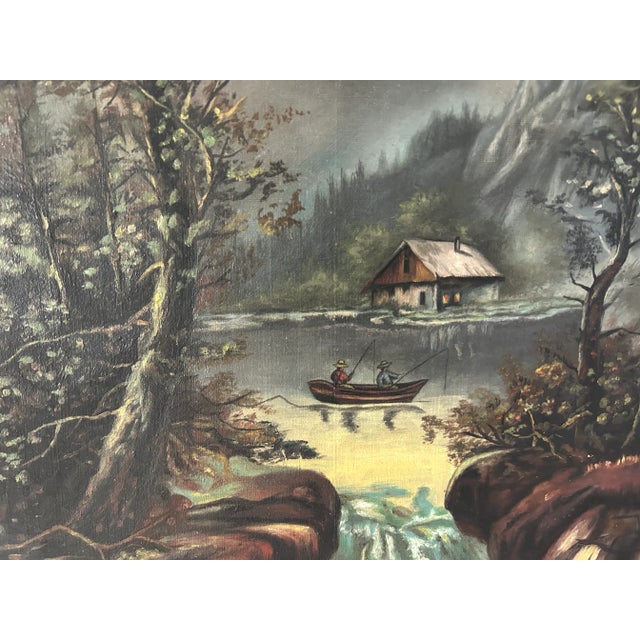 Wood Antique Landscape Painting in Period Lemon Gold Gilt Frame For Sale - Image 7 of 13