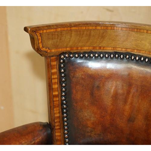 Late 19th Century Antique Victorian Brown Leather Captain's Chair by Cornelius V. Smith, 1885 For Sale - Image 5 of 18