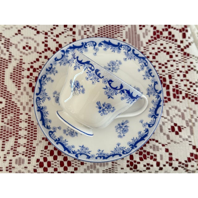 Shelley Heavenly Blue Teacup and Saucer, Vintage English Blue Floral Teacup For Sale - Image 10 of 10