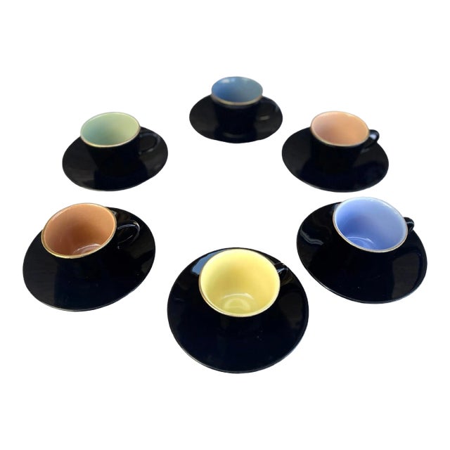 Set of Six Colorful Cups, Ditmar Urbach, Czechoslovakia, 1950s For Sale