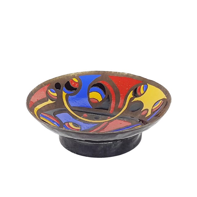 Metal Multi-Colored Enameled Bronze Bowl by Mario Marè, 1972 For Sale - Image 7 of 10