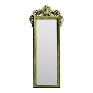 Spanish Giltwood Wall Mirror with Carved Crest, Baroque Revival, circa 1950–1960 For Sale