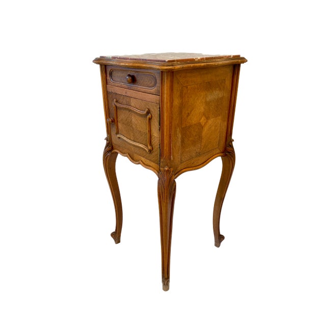 Late 19th Century Antique French Louis XV Style Marble Top Nightstand Chevet For Sale - Image 5 of 12