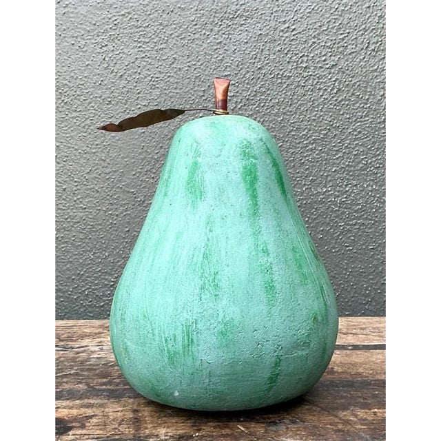 Vintage Green Painted Plaster Pear For Sale - Image 11 of 12