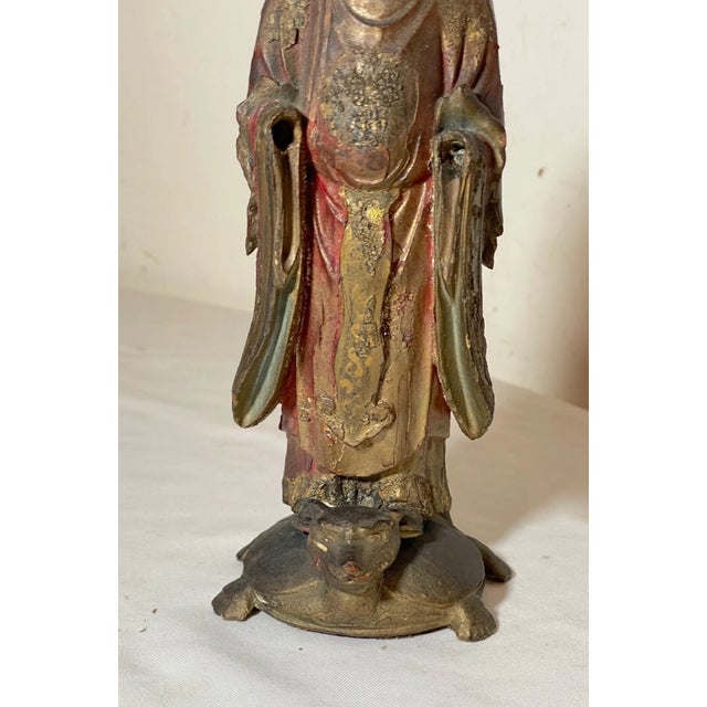 19th Century Antique 19th Century Chinese Daoist Deity Xuanwu Wood Sculpture Statue Figure For Sale - Image 5 of 11
