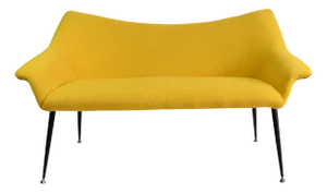 Vintage German 2-Seater Sofa Shell in Yellow Fabric, 1960s
