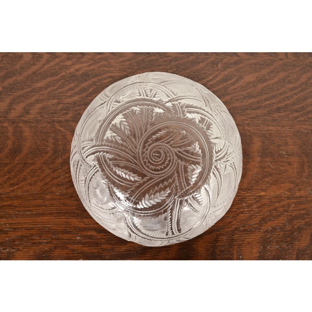 Glass Lalique "Pinsons" Art Deco Frosted Crystal Glass Bowl, Circa 1930s For Sale - Image 7 of 10