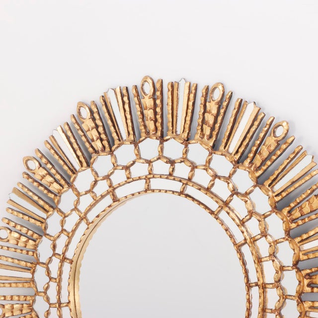 Mid-Century Modern Giltwood and Gesso Sunburst Mirror, C 1970 For Sale - Image 3 of 5