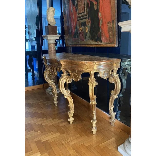 18th Century Italian Giltwood Console Table For Sale - Image 5 of 10