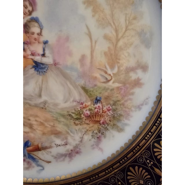 Antique Signed Sevres Gilt Chateau Lovers Plate For Sale - Image 9 of 12